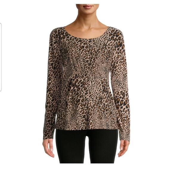 Maternity T-shirt Top Smocked Long Sleeve Animal Large - Picture 4 of 9